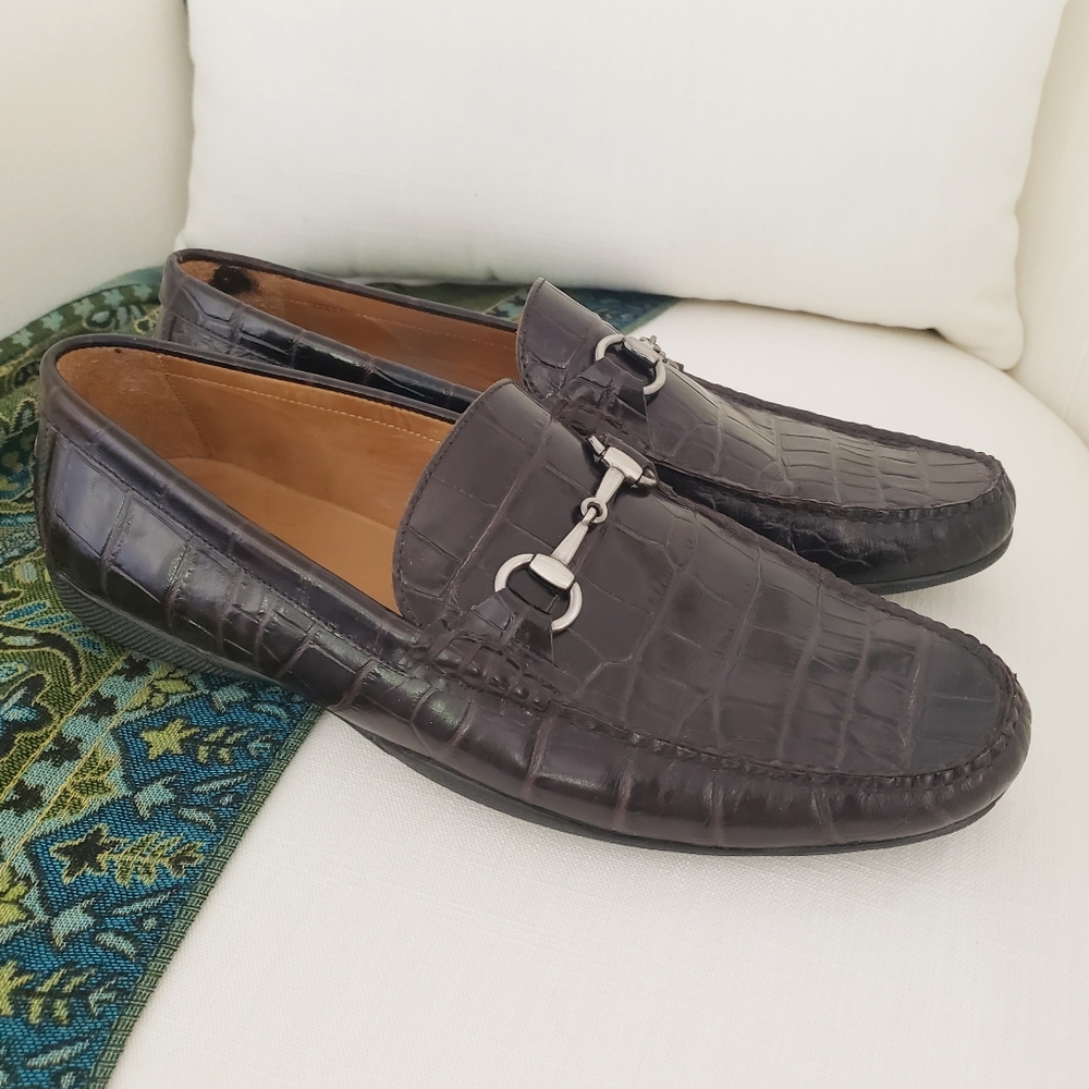 PETER MILLAR Leather Croco Bit Loafers Shoes 👞 12M
